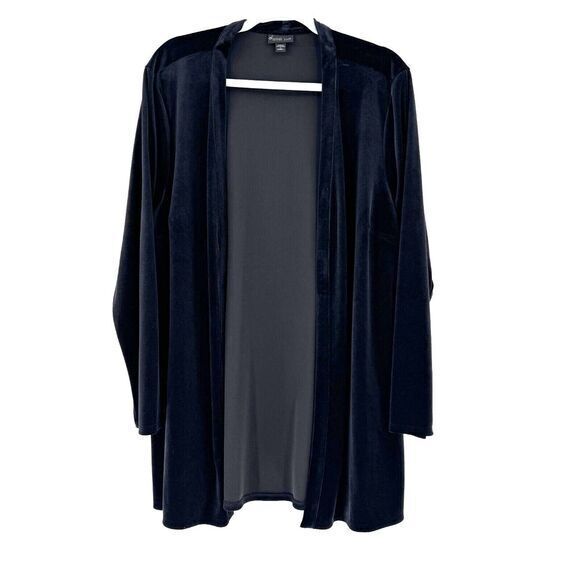 J.Jill Wearever Collection Black Velvet Open Front Cardigan Size 2X Black Velour - Picture 1 of 10